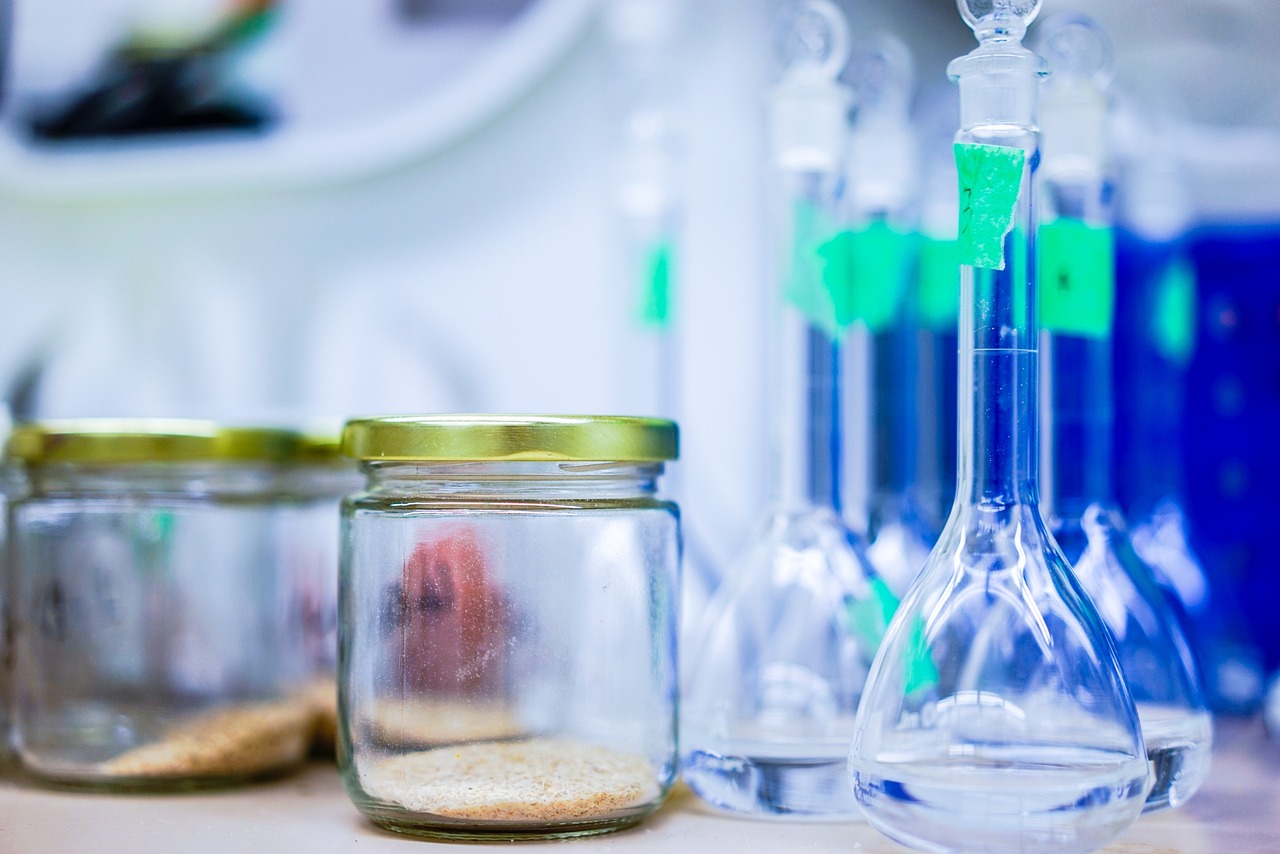 An organized laboratory filled with glass beakers and tools, representing the professional environment of a Chemical Engineering Consultant.
