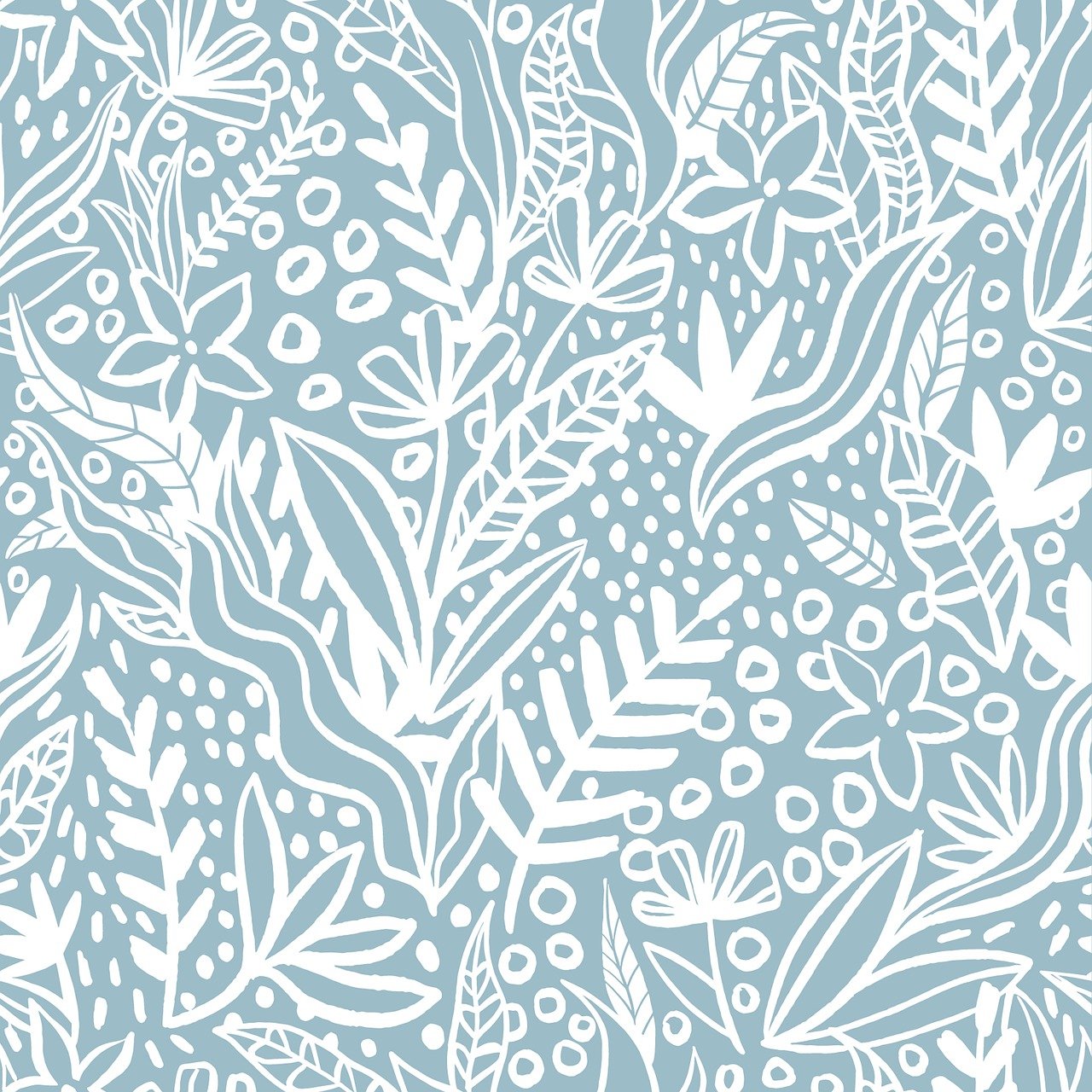 A blue and white floral pattern featuring intricate leaves, showcasing the artistry of a floral design firm.