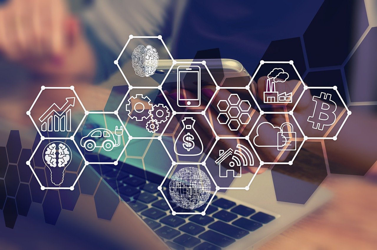 A visual representation of digital transformation's future in enterprises, focusing on data management and processing services.