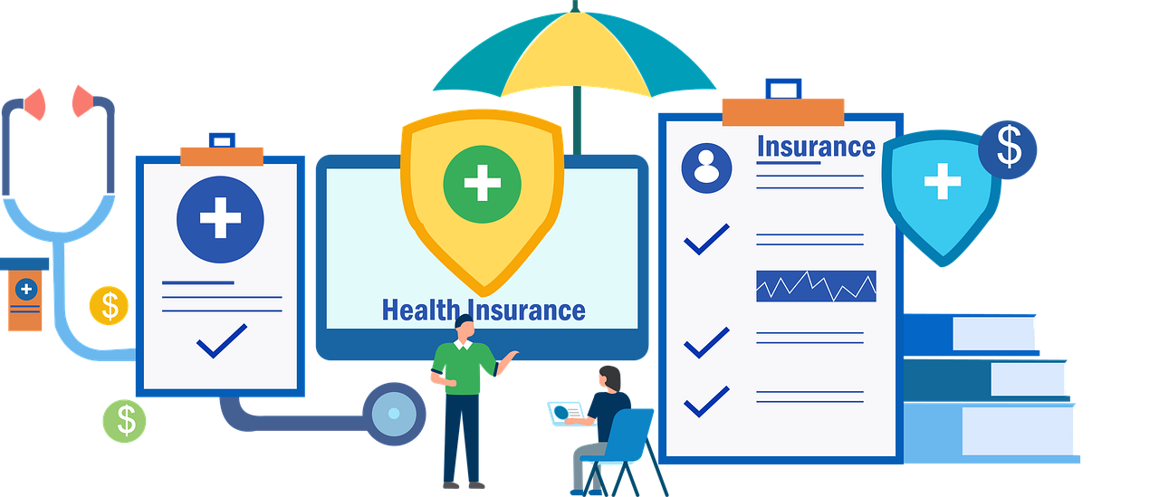 Image depicting a health insurance company, showcasing insurance underwriting services and client consultations.