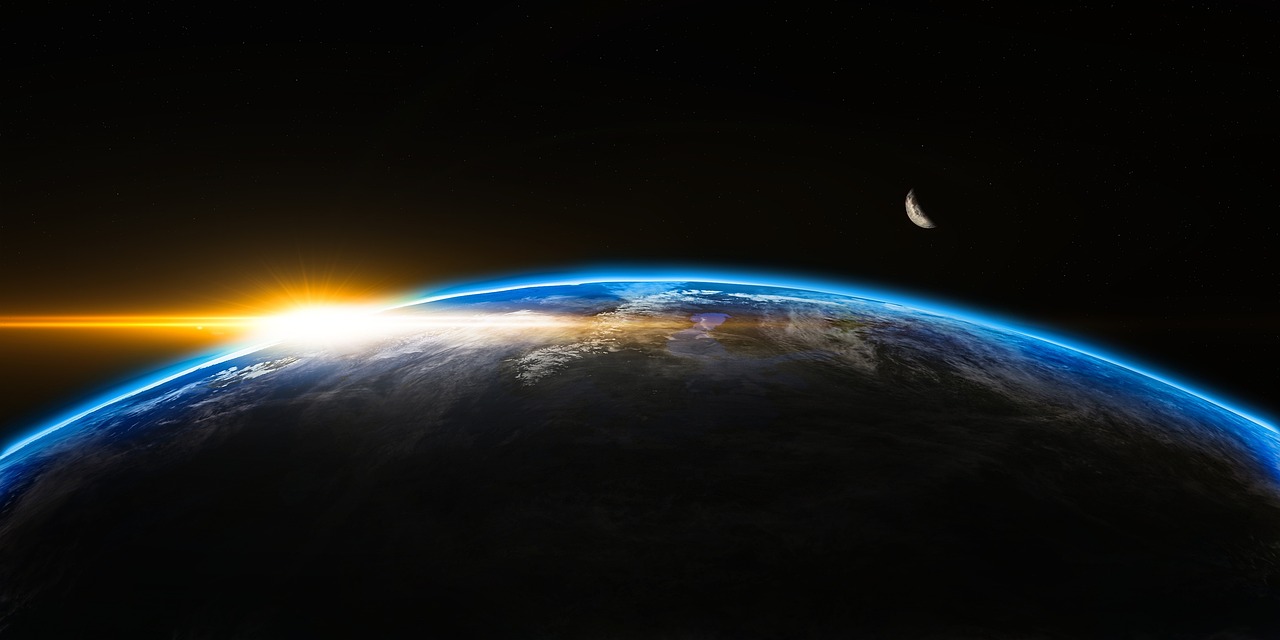 An image depicting the Earth and Moon in the background, symbolizing the connection between geoscience and hydrology.